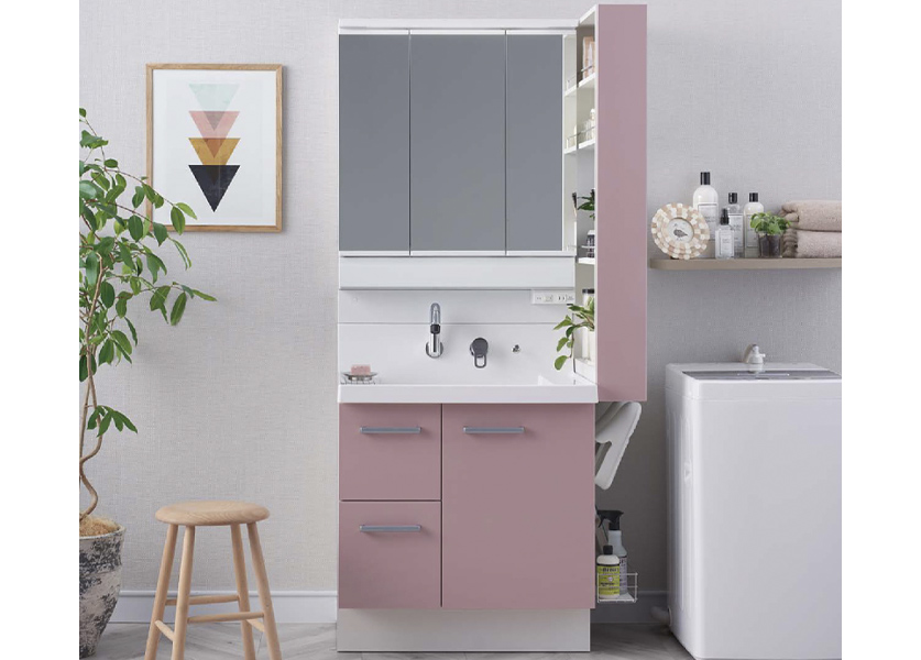 きれいとラクと楽しさを究めたベーシック・ドレッサー。<br />
<br />
賢い収納アイテムで、洗面空間を使いやすくしてくれます。<br />
また、底が広くて大容量の「ひろびろボウル」と、使いたい位置にくるりと回せる「くるくる水栓」ならバケツの水汲みや衣類のつけ置き洗いはもちろん、2人並んでの身支度もしやすいです。