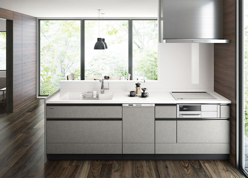 デザインも、使いやすさも、洗練。<br />
天然素材が持つ風合いを美しく再現しながら、使い勝手にも磨きをかけた、どこまでもスタイリッシュなデザインです。<br />
<br />
手を伸ばしやすい場所に便利機能がたくさん。<br />
ニッチ部分のホーローボックスが、スムーズな作業をアシスト。キッチンまわりの「家事らく」をお助けします。